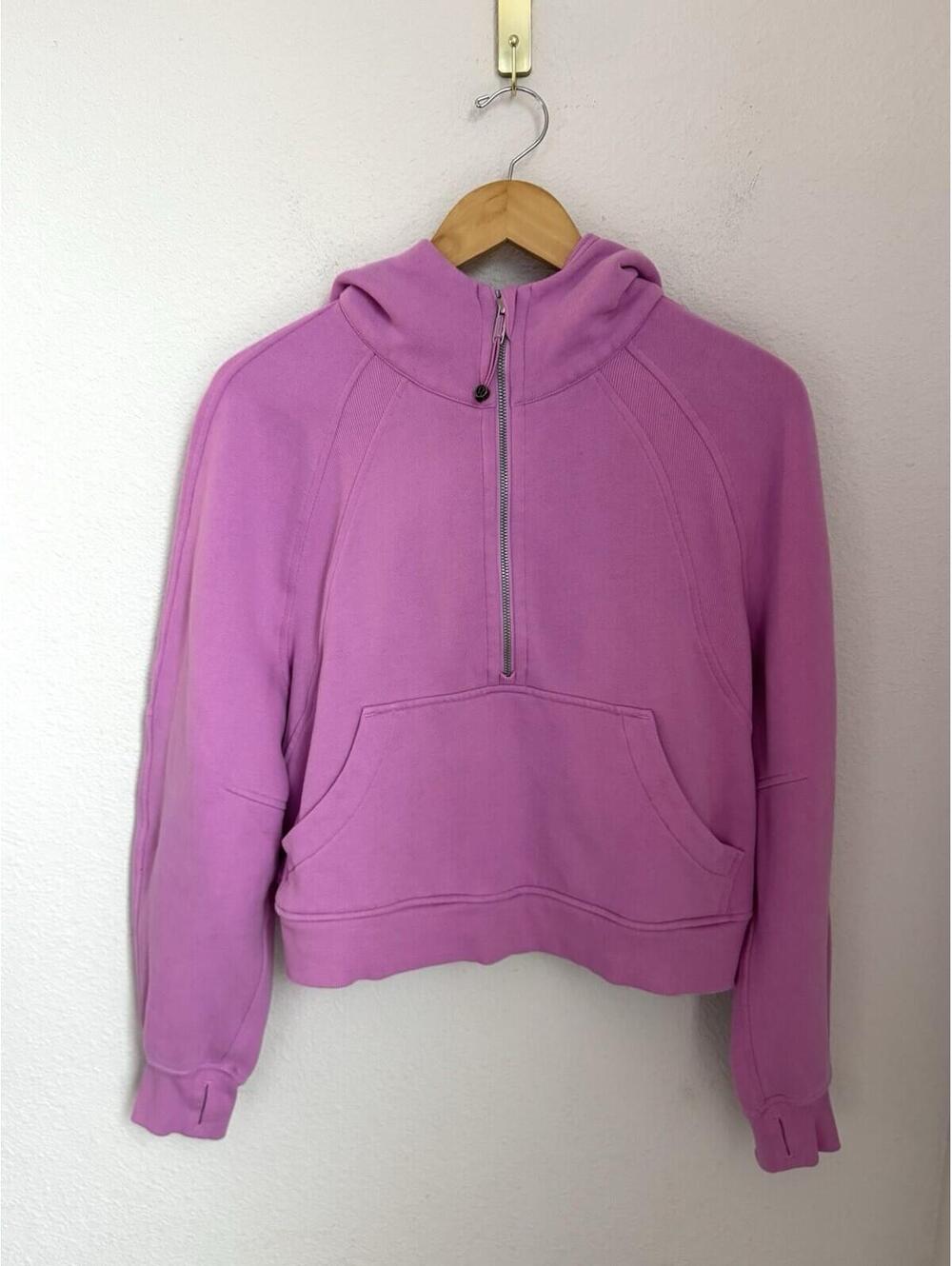 Lululemon Scuba Oversized Half Zip Hoodie Size M/L‎ Velvet Dust Pink Cropped